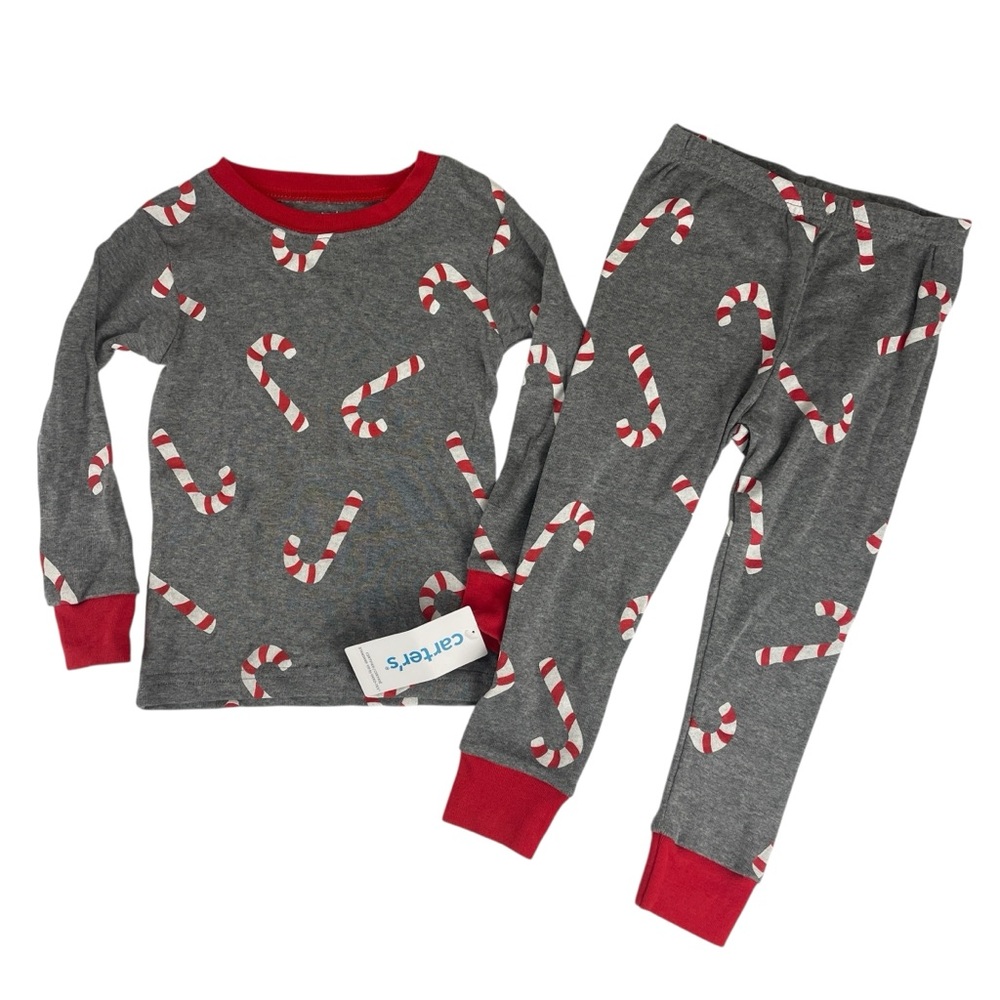 Carter's Kids 2 Piece Candy Cane Cotton Holiday Christmas Pajama Set Size 24M